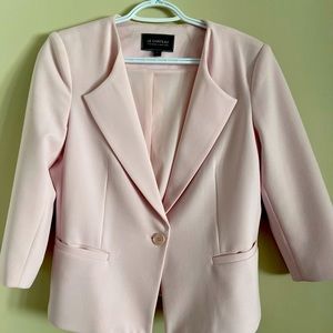 Baby Pink skirt and blazer with shoes